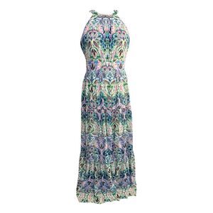 eliza j floral print halter dress navy Nordstrom Eliza J Embroidered Floral Appliqu Halter Neck Gown Navy at Nordstrom,